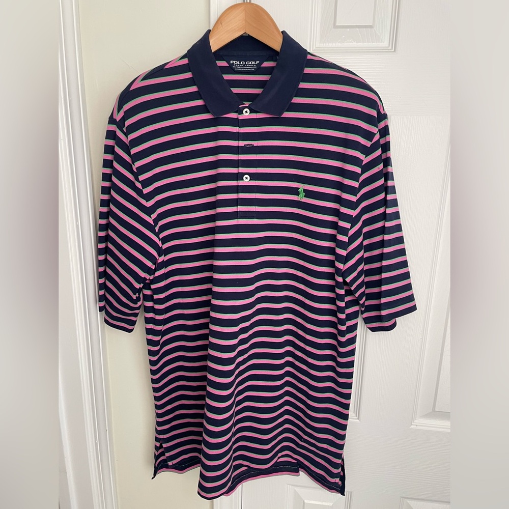 Polo Golf by Ralph Lauren Pink and Blue Striped Polo Shirt